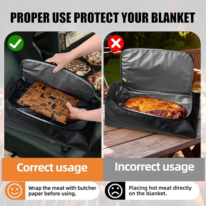 270° Opening BBQ Blanket for Resting Meat, Insulated Leak-Proof Meat Resting Bag for Brisket Turkey Pork, Smoker Accessories for Kitchen Camping Party, Anniversary Birthday Gift for Men Dad Husband