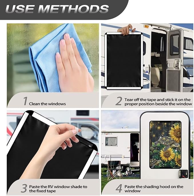RV Door Window Shade Cover Blocking UV Rays & Heat Protection, Turtle Sunflower Portable Camper Trailer Door Blackout Windshield Cover, Foldable RV Accessories Sun Shade