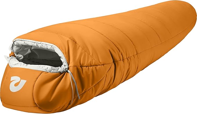 Retrospec Dream Mummy Sleeping Bag - 5, 15, & 30°F Cold Weather Camping & Travel Essential Gear with Water - Resistant Shell & Synthetic Fill - Zippered Pocket & Stuff Sack