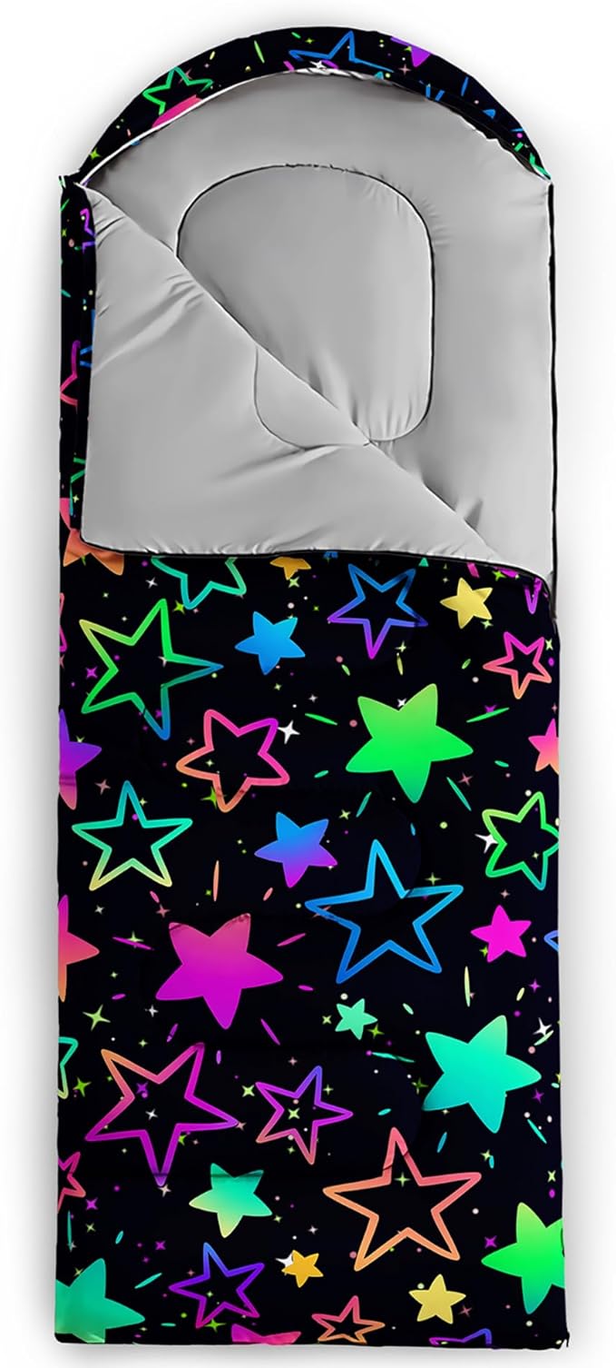 QOOMO Axolotl Cute Camping Sleeping Bags,3 Season Warm & Cool Weather,Lightweight,Waterproof Sleeping Bags for Adults & Kids,Traveling,and Outdoors