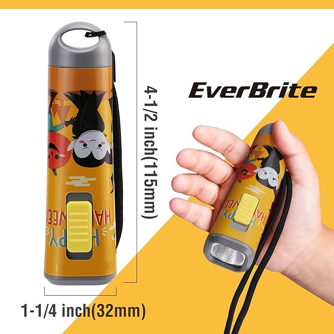 EverBrite Halloween Flashlights Halloween Gifts, Small LED Flash Light Handheld Torch with Lanyard 3AAA Battery Included, 1 Pack-Orange, E012066AE