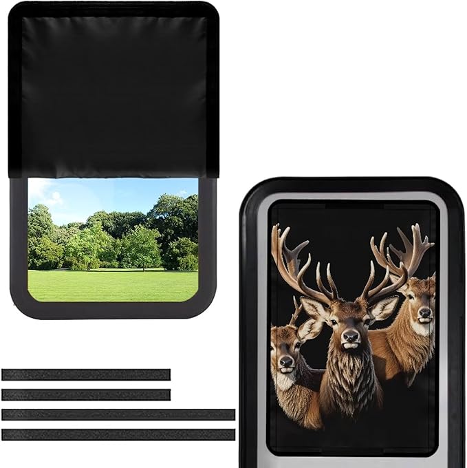 Deer RV Door Window Shade Cover Blackout RV Door Window Shades Camper Sunshade Privacy Window Cover Travel Trailer Motorhome Sun Shade Accessories