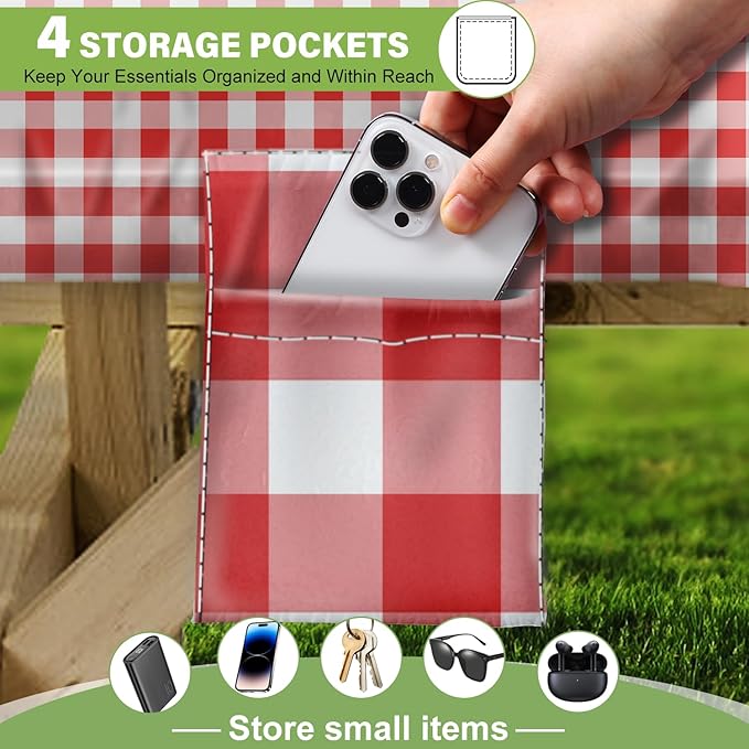 Picnic Table Cover with Bench Covers Vinyl Elastic Edges Fitted Rectangle Seat Tables Waterproof 3-Piece72X30in Set Outdoor Rectangular Folding Backing Tablecloth for Camping Over Size