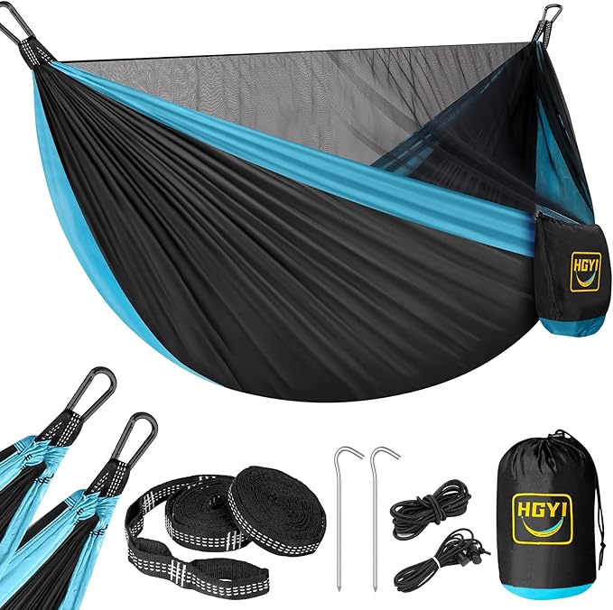 Camping Hammock Mosquito Net,Double & Single Portable Hammocks for Kids Hammocks with 2 Tree Straps,Hammock Tent for Travel Camping,Camping Accessories for Indoor Outdoor Hiking Backpacking