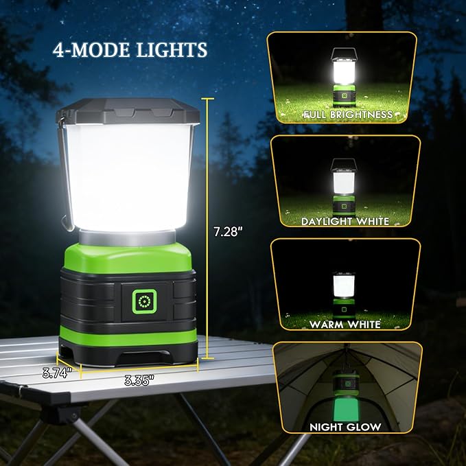 Lichamp LED Camping Lantern, Battery Powered LED Lights Camping Essentials, Portable Lanterns Flishlights for Emergency, Hurricanes, Outdoor Hiking, Power Outages, Survival Gear and Home Use, 2 Pack