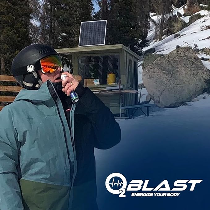 O2 Blast - Portable Oxygen Can, Filled with 99.99% Pure Oxygen in a Can with Breathing Mask for Sports, Travel, and High Altitude Use | On-The-Go Air Support for Hiking and Outdoors – 10L, 6-Pack