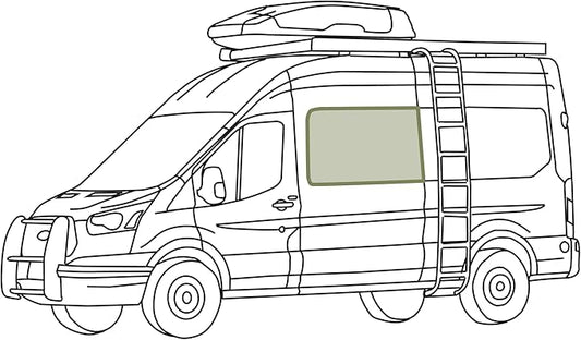 VanEssential AM Auto (AMA) Slider Direct Fit Crew Window Cover Designed for Ford Transit Medium/High Roof Van Year 2015 to Current - Charcoal Gray