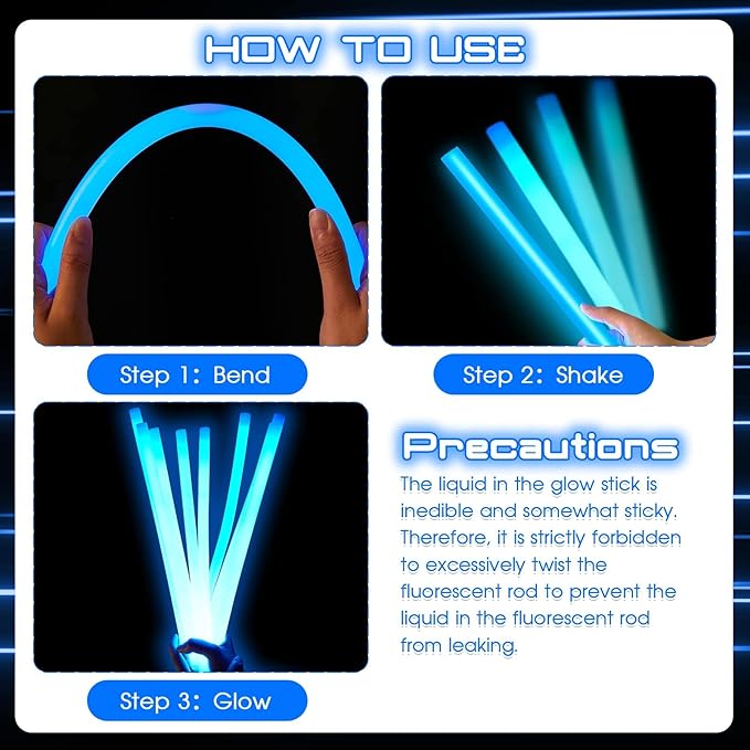 Lewtemi 10 Pcs Large Glow Sticks Big Giant Jumbo Halloween Christmas Emergency Light Stick for Camping Accessories, Survival Kit