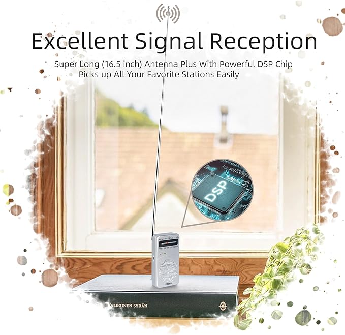PRUNUS J-166 Portable Radio AM FM, Gifts for Dad and Mom, Battery Operated Radio with Tuning Light, Back Clip, Excellent Reception, AM FM Radios Portable, Transistor Radios