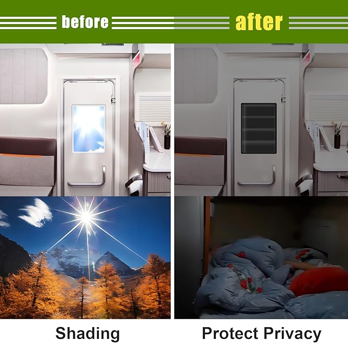 RV Door Window Shade Cover 25" (L) x 16" (W), Foldable Hook&Loop Design, RV Blackout Window Cover with UV Protection, Waterproof Fabric, Reflective (1 Pack (25" L x 16" W))