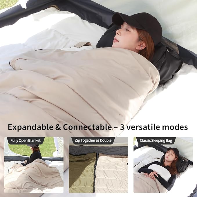 Sleeping Bag for Adults – 4 Season Camping Sleeping Bag Lightweight for Backpacking & Hiking, Waterproof Shell, Warm & Roomy, Machine Washable,Backpacking Camping Sleeping