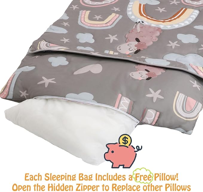 Kids Sleeping Bag, Sleeping Bags for Boys & Girls, Large Kids Sleeping Bag with Pillow, SlumberSoft Slumber Bags, Child Sleeping Bags for Travel Naps and Sleepovers,63" x 30"