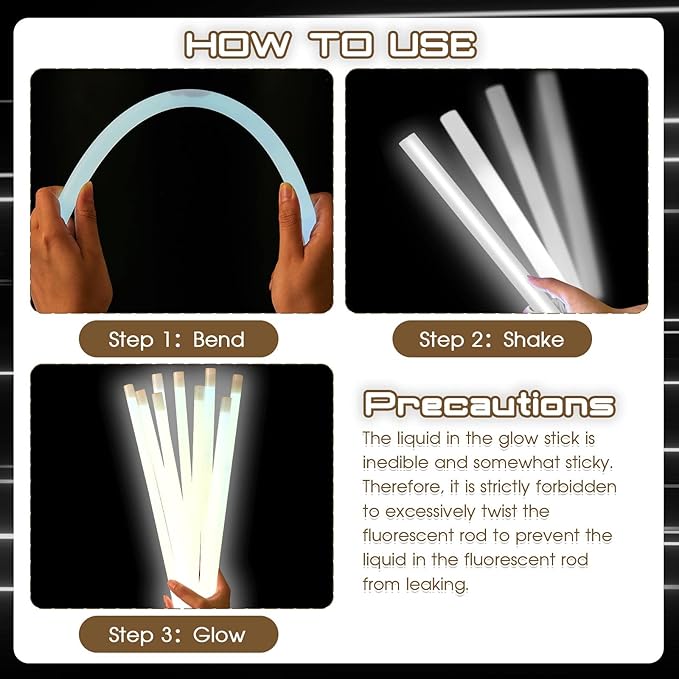 Lewtemi 10 Pcs Large Glow Sticks Big Giant Jumbo Halloween Christmas Emergency Light Stick for Camping Accessories, Survival Kit
