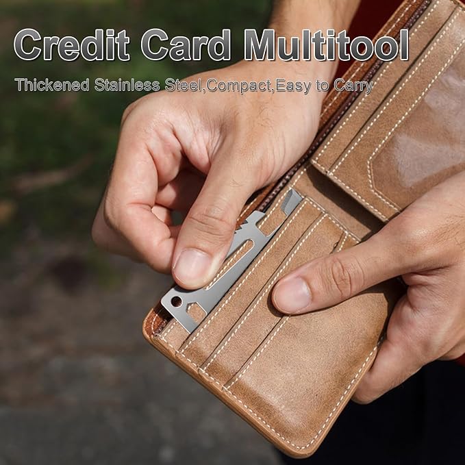 11-in-1 Credit Card Multitool For Men,20 Pack Survival Pocket Tools,Thickened Stainless Steel Bottle Opener Card,Credit Card Wallet Tool,Double Row Sawtooth Pocket Tool (20)