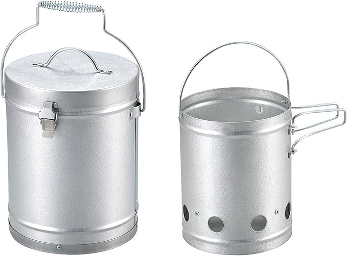 【Amazon.co.jp 限定】 キャプテンスタッグ(Captain STAG) 火起こし 火消し 大型 火消し壺 火起こし器 セット UY-7023 シルバー 外径190×高さ240mm
