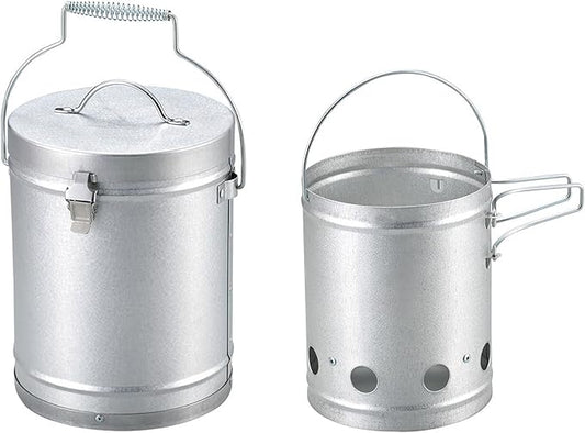 【Amazon.co.jp 限定】 キャプテンスタッグ(Captain STAG) 火起こし 火消し 大型 火消し壺 火起こし器 セット UY-7023 シルバー 外径190×高さ240mm