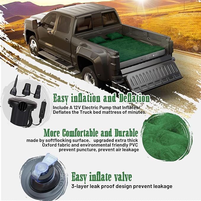 Umbrauto Inflatable Truck Bed Mattress for 5.5-5.8ft Full Size Short, Truck Tent Camping Mattress