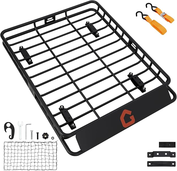 GarveeLife 46’’x36’’ Roof Rack Basket,Heavy Duty Universal Car & Truck Cargo Carrier with Net, Luggage Holder with Extension for Universal,200 LB Capacity