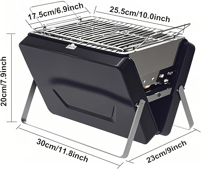 PMS Portable Camping Charcoal Grill, Folding Stainless Steel Stove for Outdoor Cooking BBQ Camping Hiking Picnic Backpacking