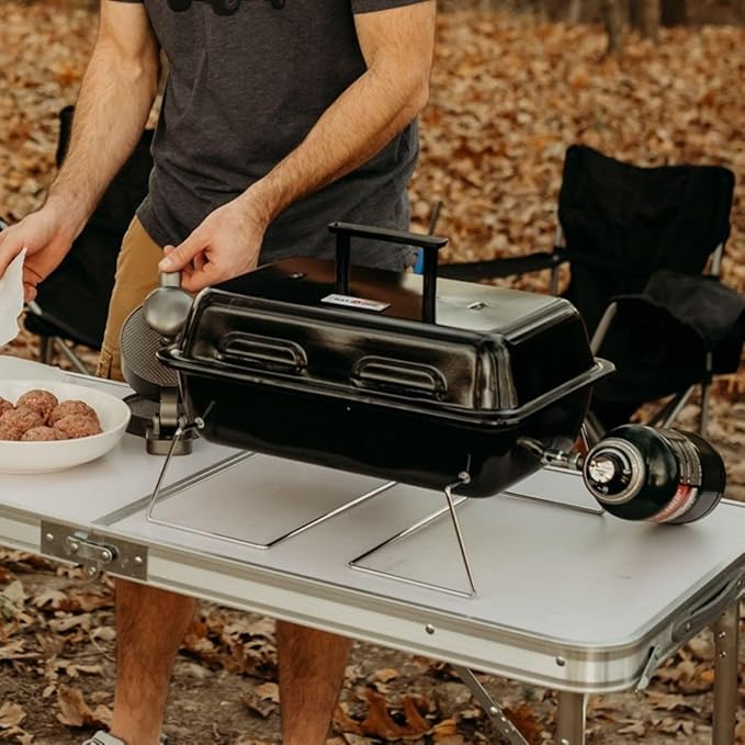 GasOne GPT-25 Propane Burner Gas Grill with Foldable Legs – Portable Grill Propane BBQ Grills with Adjustable Regulator – Heavy Duty Metal Construction – Easy to Assemble, Compact Foldable Design