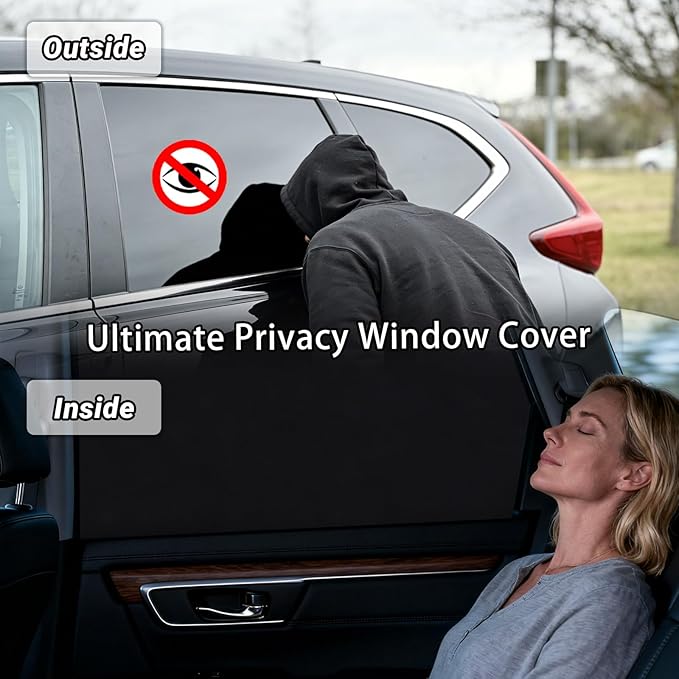 XCBYT Car Window Shades for 2017-2022 CRV, Suede Fabric Car Window Covers for Privacy, Custom Fit Design Without Built-in Steel Rings, UV & Heat Protection, Magnetic Installation