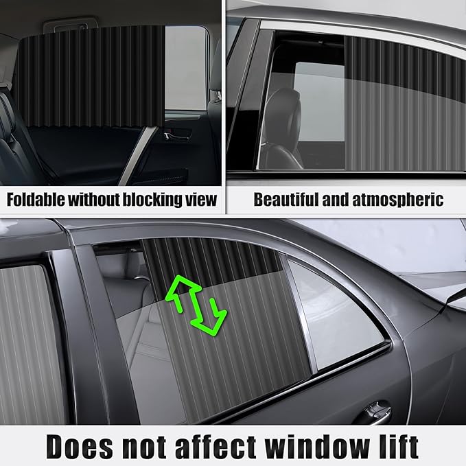 XCBYT Car Window Shades - 2 Pack Side Window Sun Shades 99% Light UV Block Car Curtains for Camping, Napping, Sleeping, Breastfeeding, Cloth Changing