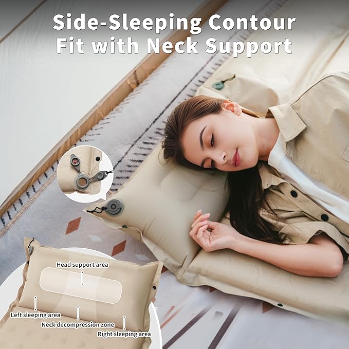 Naturehike Connectable Double Self Inflating Sleeping Pad, 1.18" Memory Foam Camping Pad, Backpacking Camping Mattress Pad for Tent, Travel, Car, Hammock