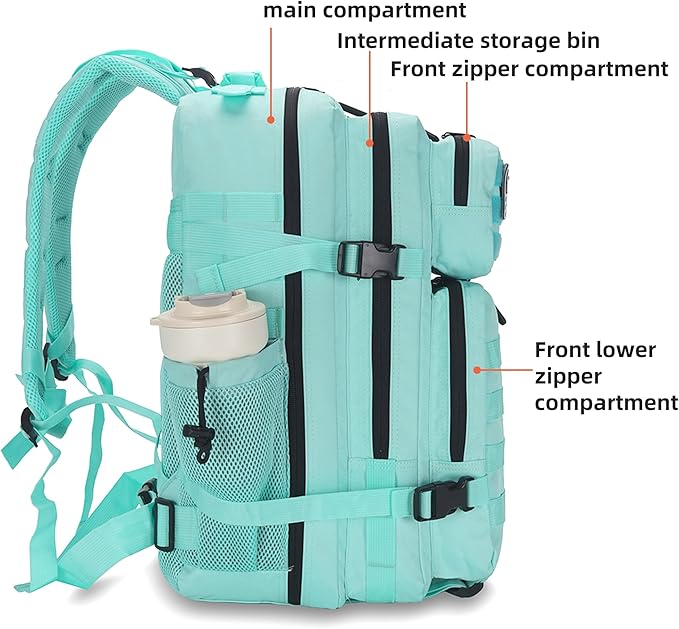 Lovelinks21 45L Tactical Assault Backpack 3 day assault pack with Molle Waterproof backpack Rucksack for Tactical Backpacks (Mint Green)
