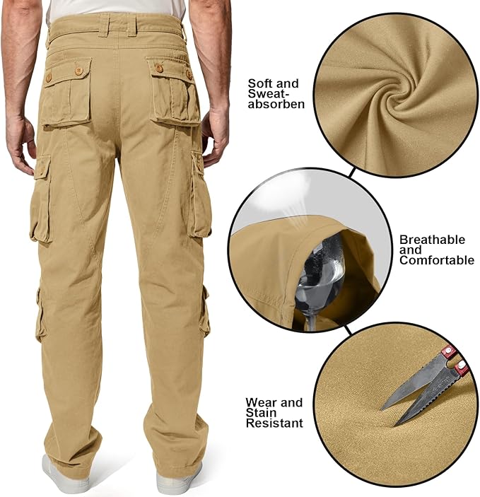 Men's BDU Casual Military Pants, Tactical Wild Army Combat ACU Rip Stop Camo Cargo Work Pants Trousers with 8 Pockets