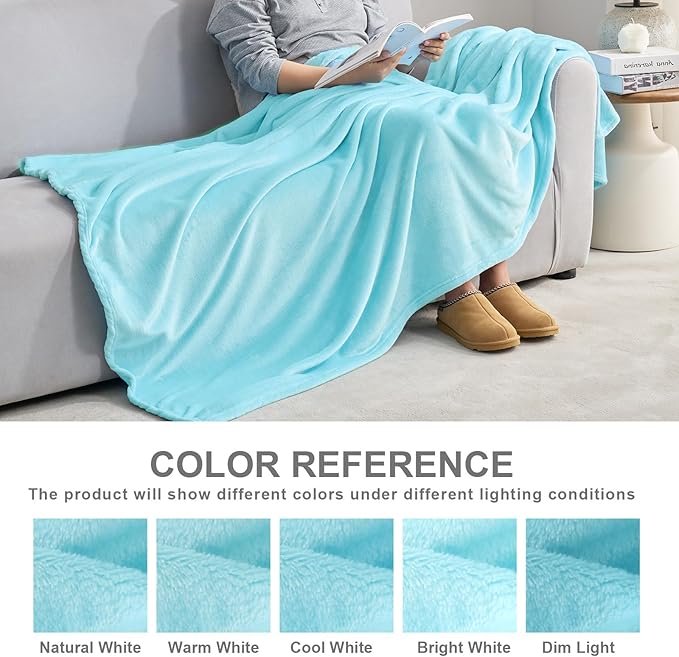 Hansleep Fleece Robin Egg Blue Twin Blanket, Super Soft Flannel Fuzzy Plush Cozy Blanket for All Seasons, Robin Egg Blue, Twin 60x80 Inches
