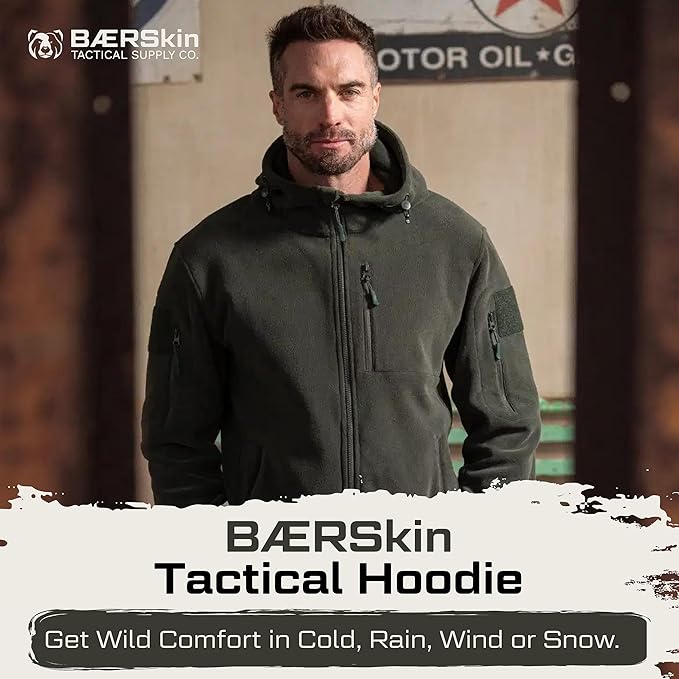 Baerskin Tactical Hoodie Jacket for Men 4.0 - Military Style Fleece Sweater for Cold, Rain, Wind or Snow