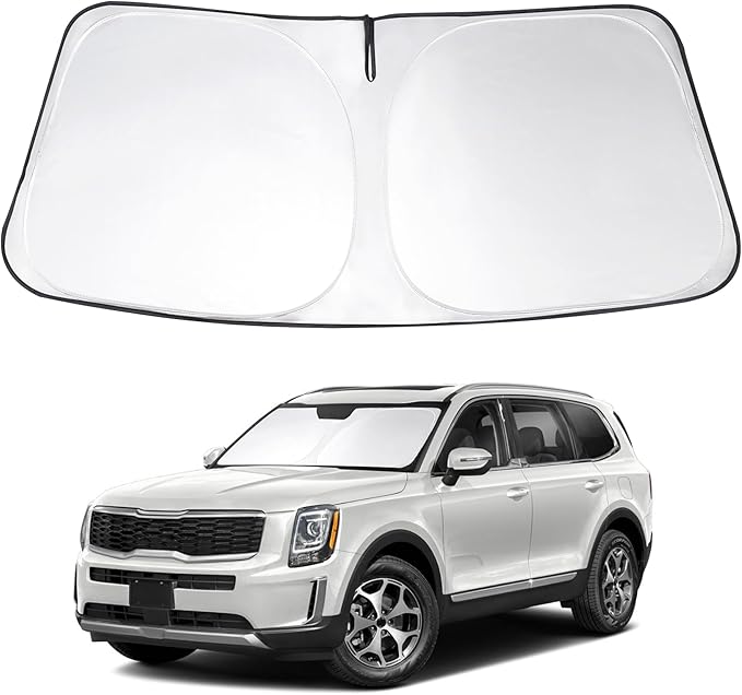 Windshield Sun Shade Custom Fit 2020 2021 2022 2023 2024 2025 Kia Telluride Accessories Front Window Sunshade Shield Blocker Fodable Sun Visor Protector