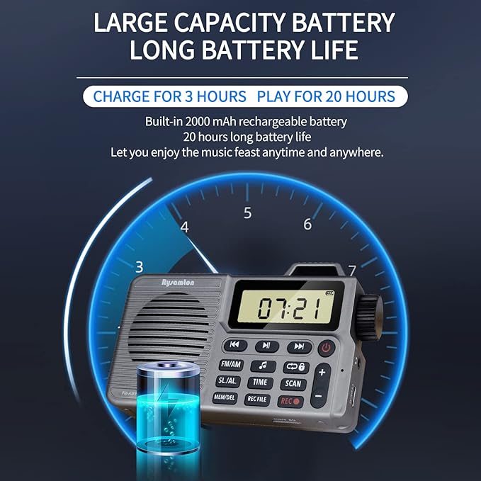 Portable AM/FM Radio, Small Pocket Radio with Bass Speaker, Support Micro SD Card and Record, Long Battery Life, Alarm and Sleep Function
