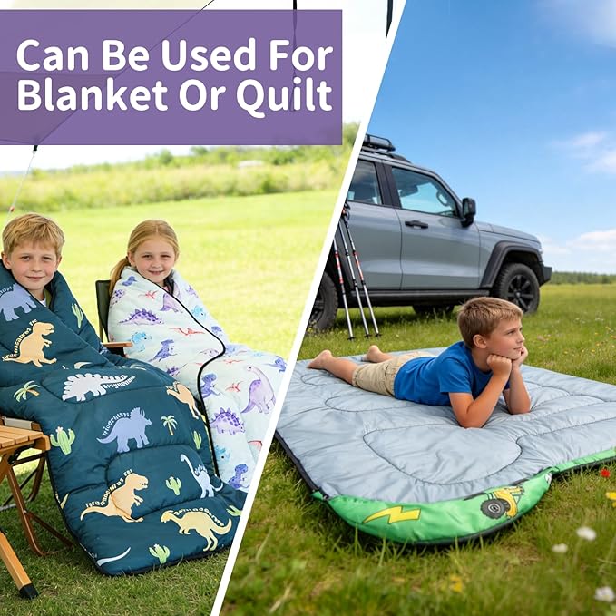 Kids Sleeping Bags - Camping Sleeping Bags with Carry Bag - Compact Sleeping Bag for Hiking, Backpacking 3 Season Warm & Cool Weather, Lightweight Waterproof Outdoor Travel for Boys Girls