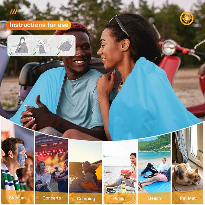 Outdoor Waterproof Camping Blanket - Hooded Fleece Windproof Blanket for Stadium, Sporting Events, Concert, Picnic, Car, Boat - Packable Camp Blanket for Cold Weather, Camping Gear Must Haves…