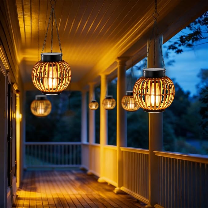 Solar Lanterns Outdoor Lights Waterproof -Hanging Hand-Woven Lanterns, Garden Decor Gifts, Outdoor Solar Table Lamp Camping Lights, Garden, Yard, Patio, Porch, Patio Balcony, Backyard Outdoor Decor
