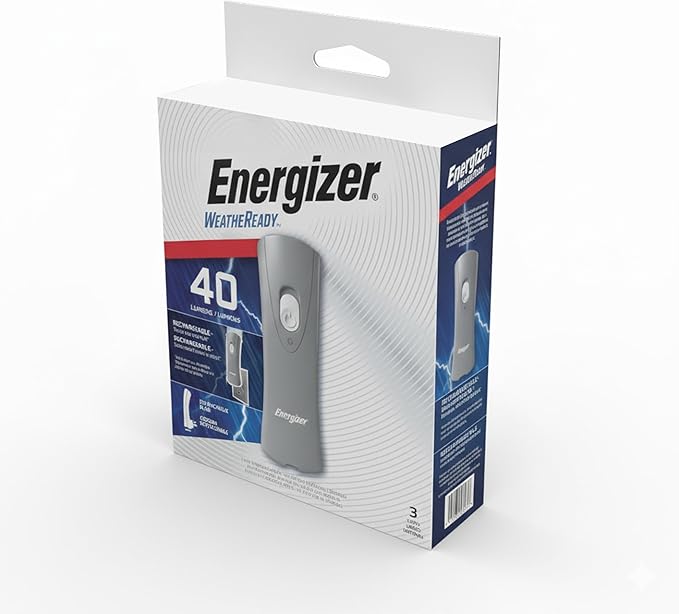 Energizer Auto-On LED Flashlights Rechargeable (3-Pack) for Home Power Failure, Plug in LED Flashlight for Power Outage, Night Light, Hurricane Preparedness