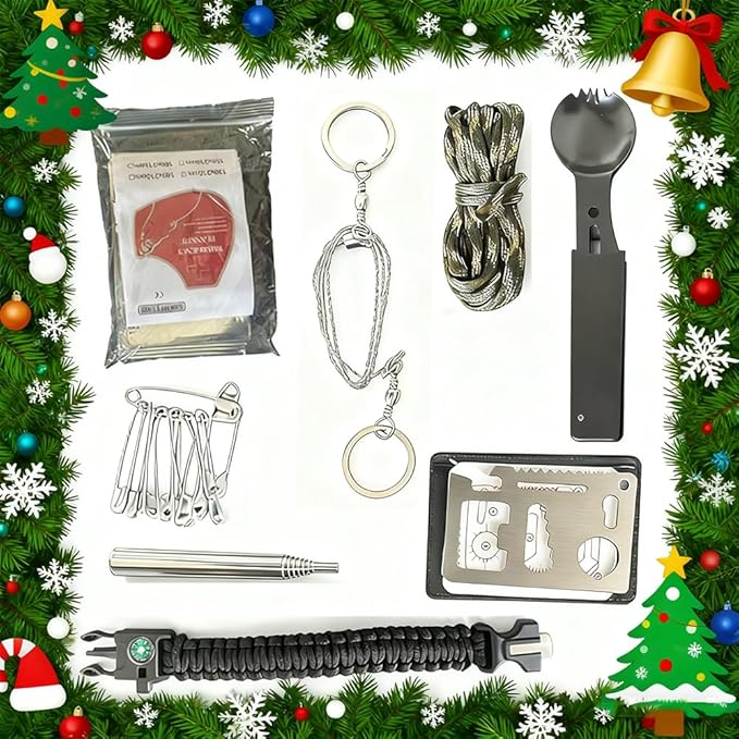 Survival Kit Advent Calendar for Men 2025 – Christmas Countdown Kit with Explorer Tools, Outdoor Survival Gear, Camping Gadgets & Survival, Explorer, and Camping Advent Calendar