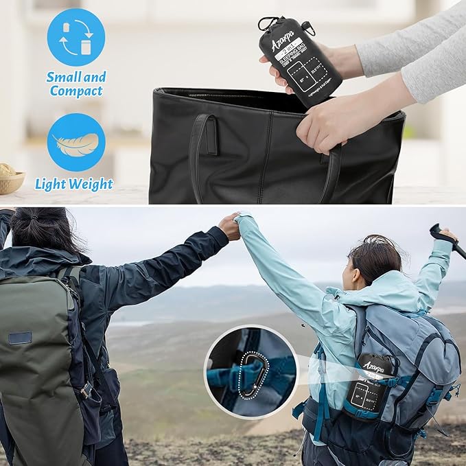 Lightweight Sleeping Bag Liner, Travel Sheets and Adults Sleep Sack, 220 x 95cm with Full Lockable Zipper and Travel Buckle - Portable & Easy Care, Idea for Backpacking, Camping, Hotels, and Trips