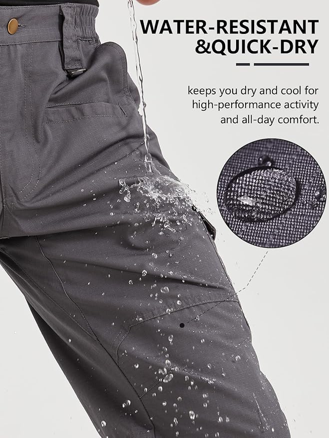 CNBQDD Mens Work Pants Cargo Tactical Construction for Men Ripstop Water Repellent Lightweight Outdoor Hiking with Pockets