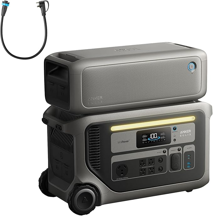 Anker SOLIX F3000 Portable Power Station with Expansion Battery, 3,072Wh, 6,000W Recharging, Solar Generators for Home Use, Expandable to 24kWh, For Outages, Camping, RVs, Emergencies