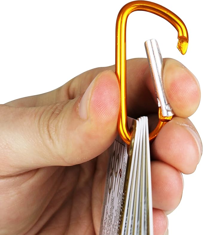 ReferenceReady Outdoor Knots Pocket Guide - Waterproof Knot Tying Cards with Mini Carabiner, 22 Rope Knots for Camping, Backpacking, Scouting and Bushcraft