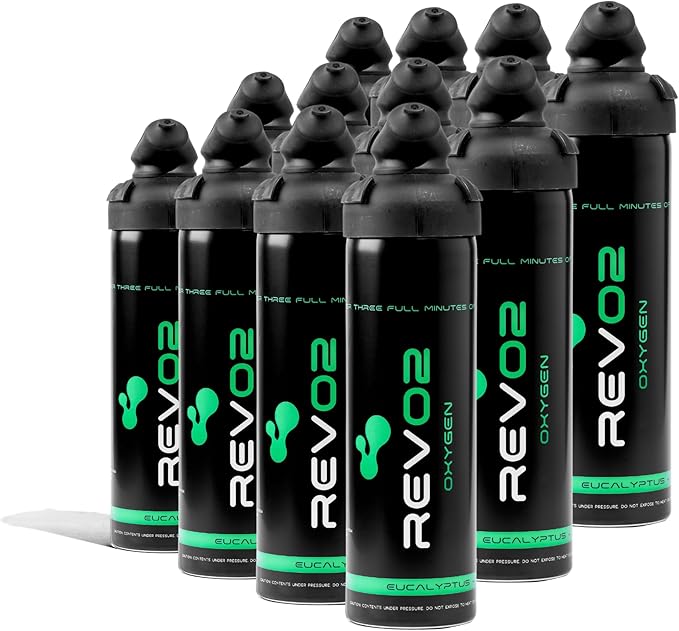 Oxygen Can | 98% Pure Portable Oxygen Bottle for Stress Relief, Focus, Breathing Support & Wellness | 10L Canister with Leak-Proof Mouthpiece & Trigger Lock for Travel - Eucalyptus Menthol 12 Pack