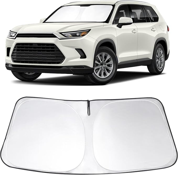 Windshield Sun Shade Custom Fit 2024 2025 2026 Toyota Grand Highlander Accessories Foldable Sunshade Sun Blocker Front Window Shades Covers Keep Car Cooler