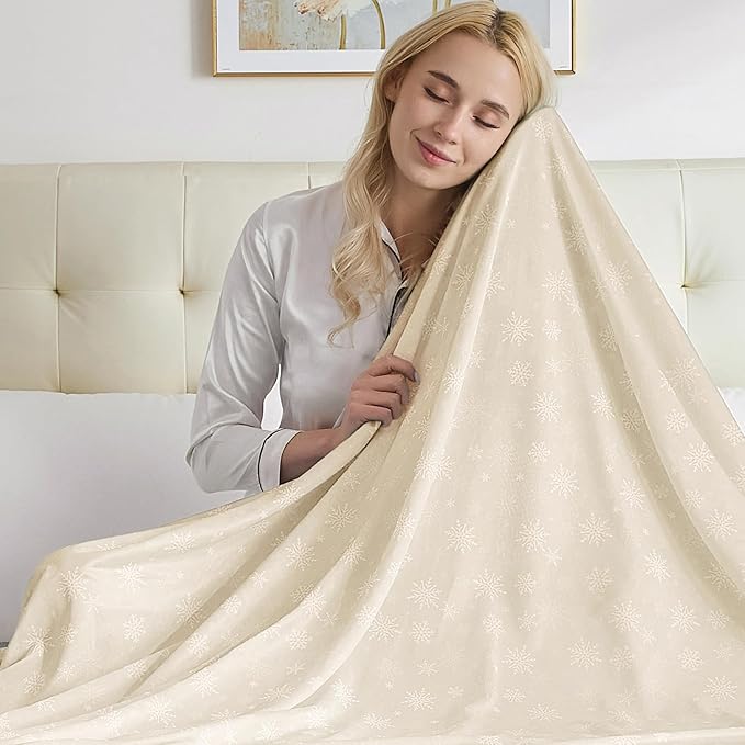OIGAE Cooling Blanket for Hot Sleepers - Soft & Lightweight Summer Cold Blanket for Night Sweats | Perfect for Bed, Couch, Sofa (Beige, Throw 50'' x 70'')
