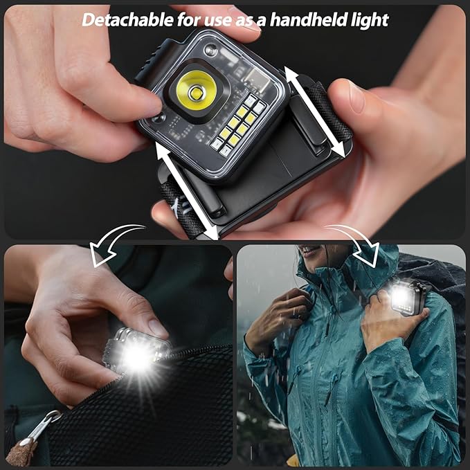 Headlamp Rechargeable 4Pack, 3000 Lumen Ultra-Light Bright Headlamp Flashlight, Clip-on Detachable Portable LED headlamp, 5 Mode Rechargeable Headlamps for Outdoor Camping Fishing