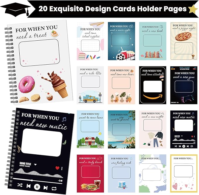 Zhanmai College Gift Card Book 7 x 5 Inch Graduation Gift Card Book 2026 College Survival Booklet Organizer Leaving Home High University School Birthday Care Package Cash Holder(Black Gold)