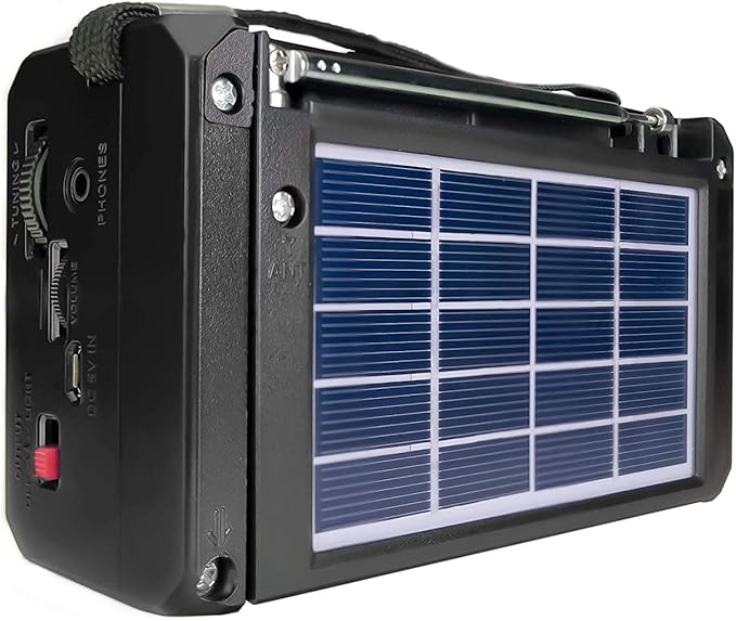 QFX R-37 6-Band (AM, FM, SW1 - SW4) Bluetooth LED Flashlight Solar Radio (2021 Model)