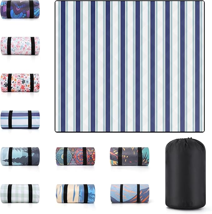 60x80" Picnic Blankets Outdoor XL Giant Waterproof Sandproof Beach Blanket Lightweight Foldable Camping Sand Mat Summer Glamping Camp Equipment Gifts Travel Trailer Hawaii Vacation Accessories