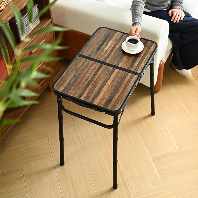 Folding Picnic Table 2ft Portable Camping Table with Extra Cloth Pouch Adjustable Heights Lightweight Aluminum Small Outdoor Card Table for Outside Indoor Camp Cooking BBQ